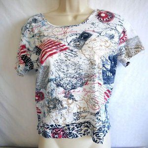 4/$25 Jane Ashley American Flag Top L